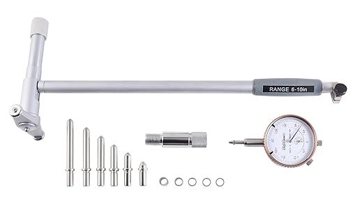 Accusize Industrial Tools 6-10'' by 0.0005'' Dial Bore Gauge Set, 10'' Stem Length, Ee20-5010