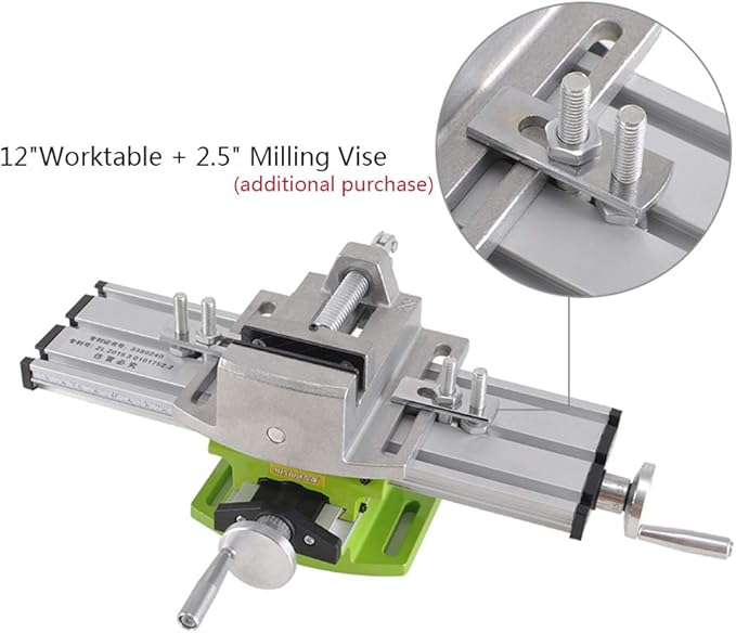 Mini Milling Machine Work Table Vise Portable Compound Bench X-Y 2 Axis Adjustive Cross Slide Table , for Bench Drill Press 12.2inches-3.54" (310mm 90mm)