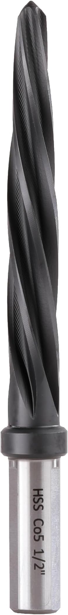 1/2" Bridge/Construction Reamer, M35 HSS Taper Chucking Reamer Drill Bit for Steel Alloy Aluminum Metal Wood Plastic, 1/2” Shank Chuck, Spiral Flutes, to Enlarge/Align Holes