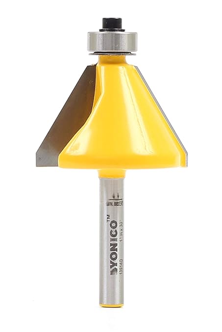 Yonico Chamfer Router Bits Bevel Edge Forming 30 Degree 1/4-Inch Shank 13905q