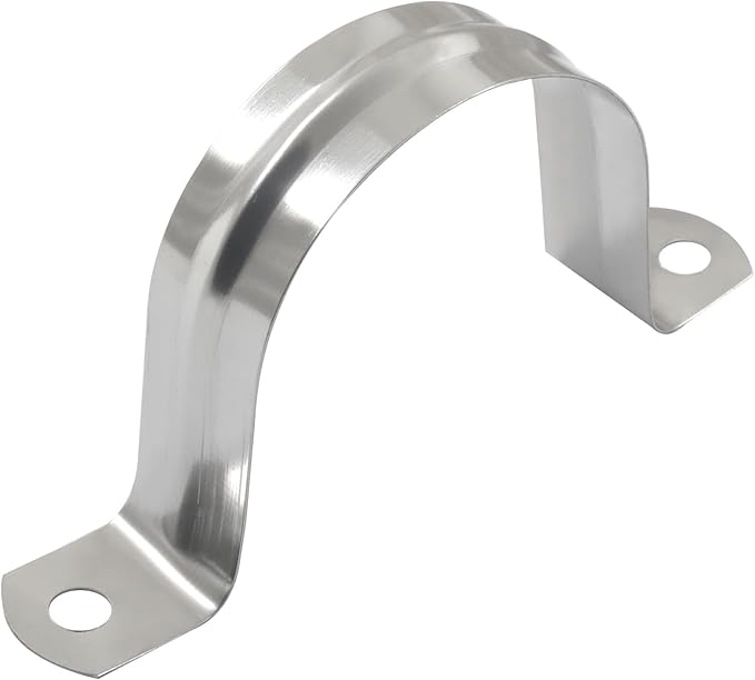 Hordion 10Pcs 2" Two Hole Strap U Bracket, M50 Rigid Pipe Strap Stainless Steel Conduit Clamp for Fixing Pipe