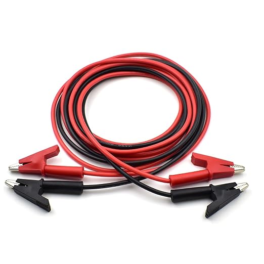 2PCS 14 AWG Alligator Clips Test Leads Dual Ended Crocodile Heavy Duty Wire Cable with Insulators Clips Test Flexible Copper Cable for Electrical Testing 6.6ft / 2m Wire Length
