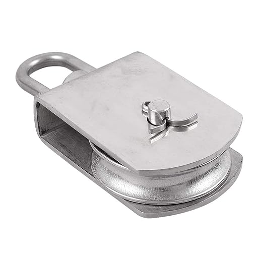 Rocaris 2 Pack M75 Lifting Single Pulley Roller Loading 1700Ibs, 304 Stainless Steel Heavy Duty Single Wheel Swivel Lifting Rope Pulley Block