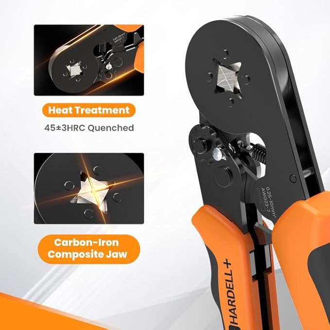 HARDELL+ Ferrule Crimping Tool, AWG 23-7 Wire Ferrule Kit with 1200PCS Terminals, Self-adjustable Ratchet, Square Ferrule Crimper Suitable for Wire Terminals, Cables End-sleeves