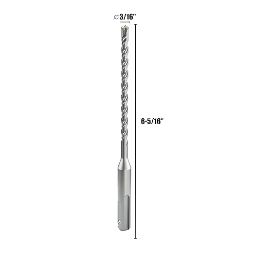 CSOOM SDS Plus Rotary Hammer Drill Bit 3/16"x6.3", Professional Concrete Drill Bit for Concrete, Brick, Stone and Cement Walls