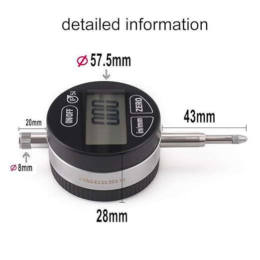 Digital Dial Indicator Electronic Dial Test Gauge 0.01mm/0.0005inch, 0-12.7mm，IP54 Waterproof and Dust Proof