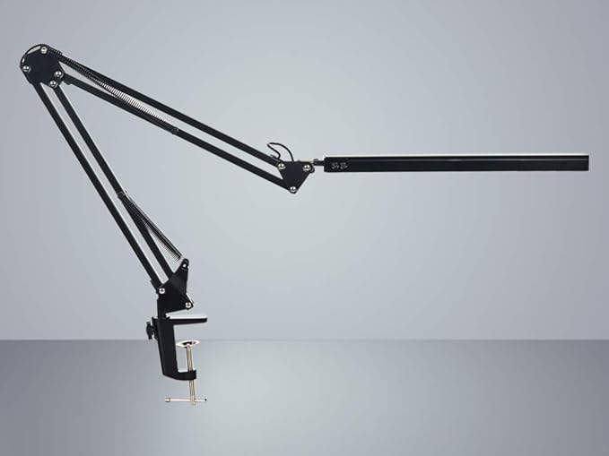 LED Architect Desk Lamp, Metal Swing Arm Dimmable Task Lamp, Eye Care Table Lamp with Clamp (3 Color Modes, 10-Level Dimmer, Memory Function) Highly Adjustable Office, Craft, Workbench Light
