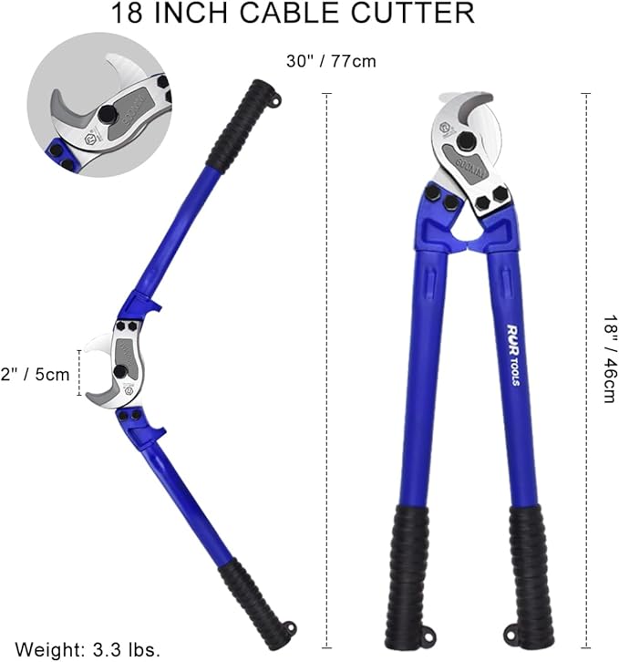 ZrgGea 18 inch Heavy-Duty Cable Cutter | Industrial-Grade, Forged T8 Alloy Steel, HRC56, Sharp Cutting for Cables and Wire Ropes