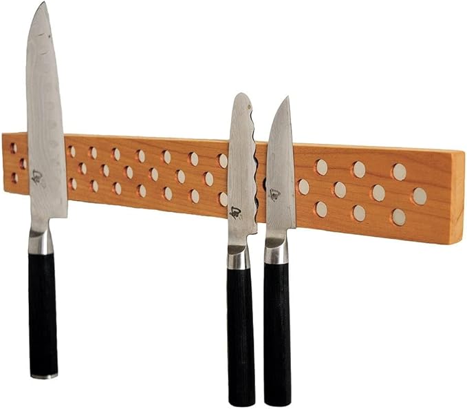 Magnetic Wooden Knife Bar Holder Strip, Cherry or Walnut, 12, 16, 20, or 24 Inch (24 Inch, Cherry)