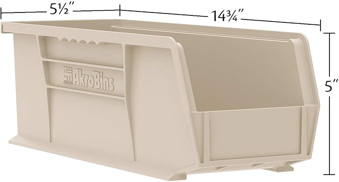 Akro-Mils 30234 AkroBins Plastic Storage Bins, Space-Saving Stackable Bins for Garage, Pantry, Craft Organization, 15-" x 5-" x 5-", Blue, 12-Pack