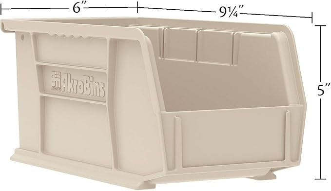 Akro-Mils 30237 AkroBins Plastic Hanging Stackable Storage Organizer Bins, 9-" x 6-" x 5-", Red, 12-Pack