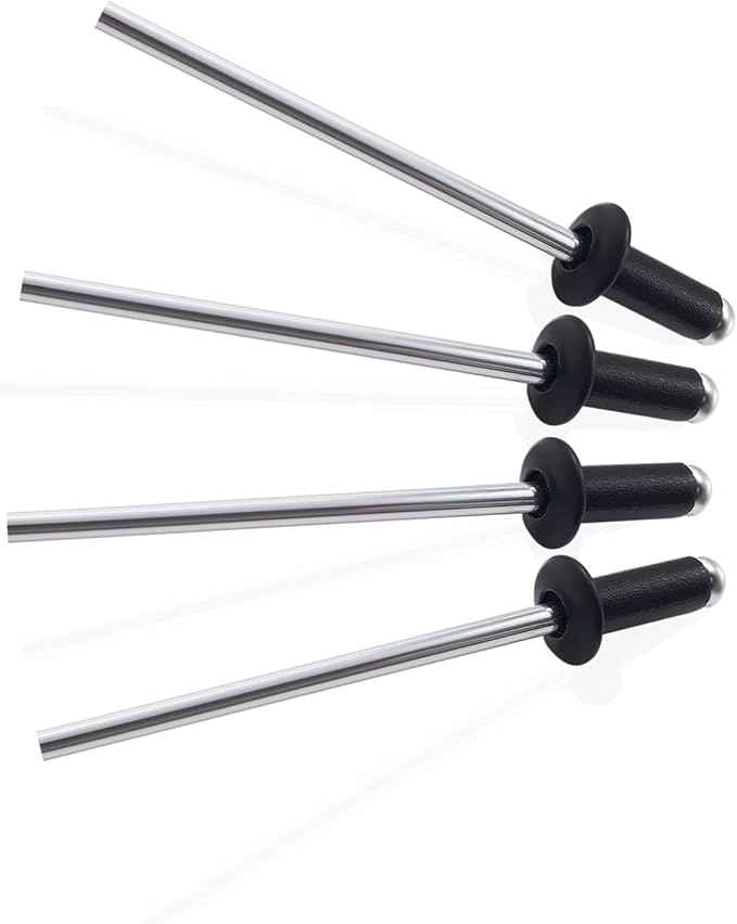 190pcs Black 3/16" x 5/16" Aluminum Blind Rivets, 4.8 x 8mm Pop Rivets,Aluminum Grip and Steel Mandrel
