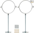 2 Sets 8 Inch Adjustable Pipe Bracket，Heavy Duty Galvanized Iron Stove Pipe Hanger Strap，Wall Support Chimney Pipe Holder，Round Split Ring Vent Conduit Carrier Kit，with All Mounting Screws