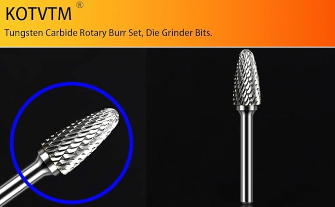 Carbide Burr Set 1/4" Shank SF-5 Die Grinder Bits Tungsten Double Cut Burr Bits (1/2" Cutter Dia X 1" Cutter Length) for Die Grinder Kits Metal Grinding Drilling Polishing (1pcs)