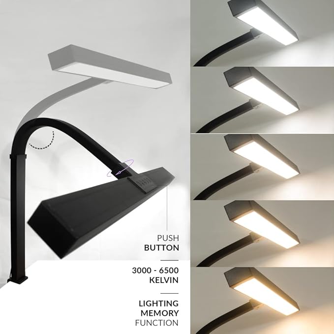 Neatfi (New Model) Flex Desk Lamp with Clamp, Dimmable, 3,000 Lumens 30W LED Monitor Light, 3000K-6500K Correlated Color Temperature, 5 Brightness Levels & 5 Light Modes (28 Inches, Black)