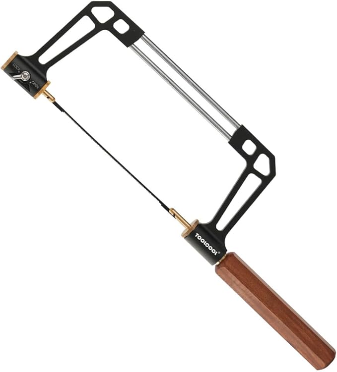 TOOLCOOL Coping Saw for Woodworking Aluminum Alloy Frame Hardwood Hex Handle Handsaw with 15T 18T 24T High Speed Steel Saw Blades