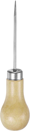 HARFINGTON Handwork Sewing Awl Single Gourd Awl Leather Punch Hole Tool with Wooden Handle Scratch for Broken Wire Make Mark Drilling Stitching Repair and DIY Handmade, Log Color