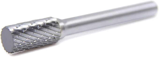 Benchmark Abrasives Cylindrical Shape Premium Double Cut Tungsten Carbide Burr for Metal Wood Welding High-Speed Die Grinders enclosed in Plastic Capsule 1/4" Shank (SA-3)