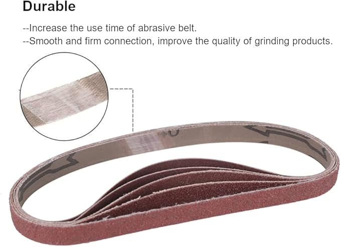 1/2 Inch x 18 Inch Sanding Belts, 8 Each of 60/80/120/180/240 Grits, Belt Sander Tool for Woodworking, Metal Polishing, 40 Pack Aluminum Oxide Sanding Belt