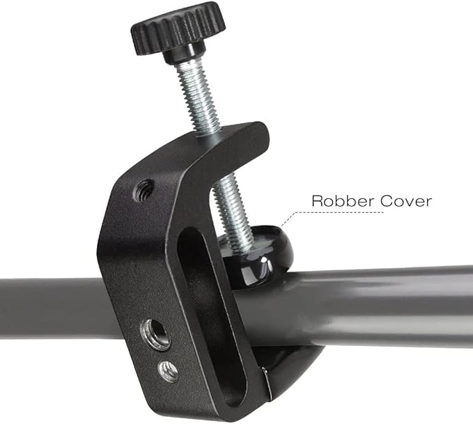 Universal C-Clamp Aluminum Support Clamp Desktop Mount Holder Stand with 1/4" and 3/8" Thread Black(1 Pc)