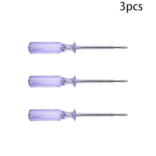 Fielect 3pcs Voltage Tester Voltage Detector Pen Circuit Tester Tool Flat-Blade Slotted Screwdriver Test Pen JRDB-936 AC/DC 100-500V Purple Clear