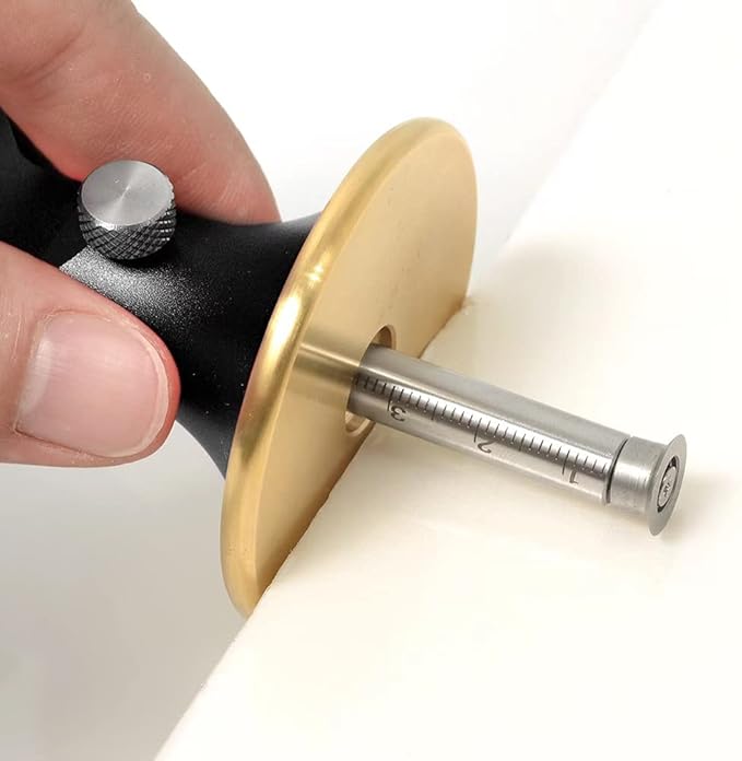 YOSELIN Dovetail Jig Wheel Marking Gauge - Adjustable Precision Wood Scribe Tool with Dual Scale (1/32" & 1mm), Multifunctional Linear & Arc Guide for Woodworking, Carpentry（Black）