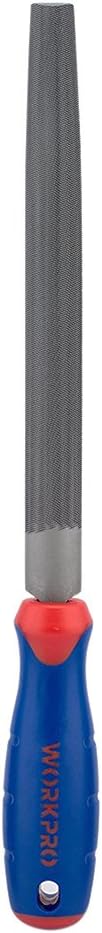 WORKPRO W051003 8 In. Half Round File, Durable Steel File for Concave, Convex & Flat Surfaces, Comfortable Anti-Slip Grip, Double Cut & Single Cut, Tool Sharpener for Pro's and DIY (Single Pack)