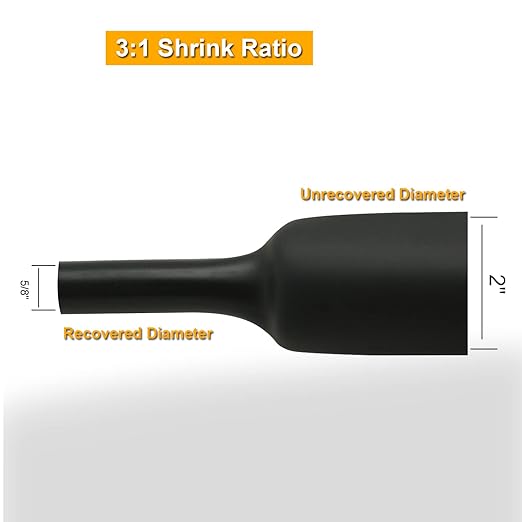 TKDMR 13 Ft 2" Heat Shrink Tubing - 3:1 Ratio Marine Grade Heat Shrink,Wire Cable Adhesive Lined Tube Insulation Seal Against Moisture Corrosion and Air Leakage.Black
