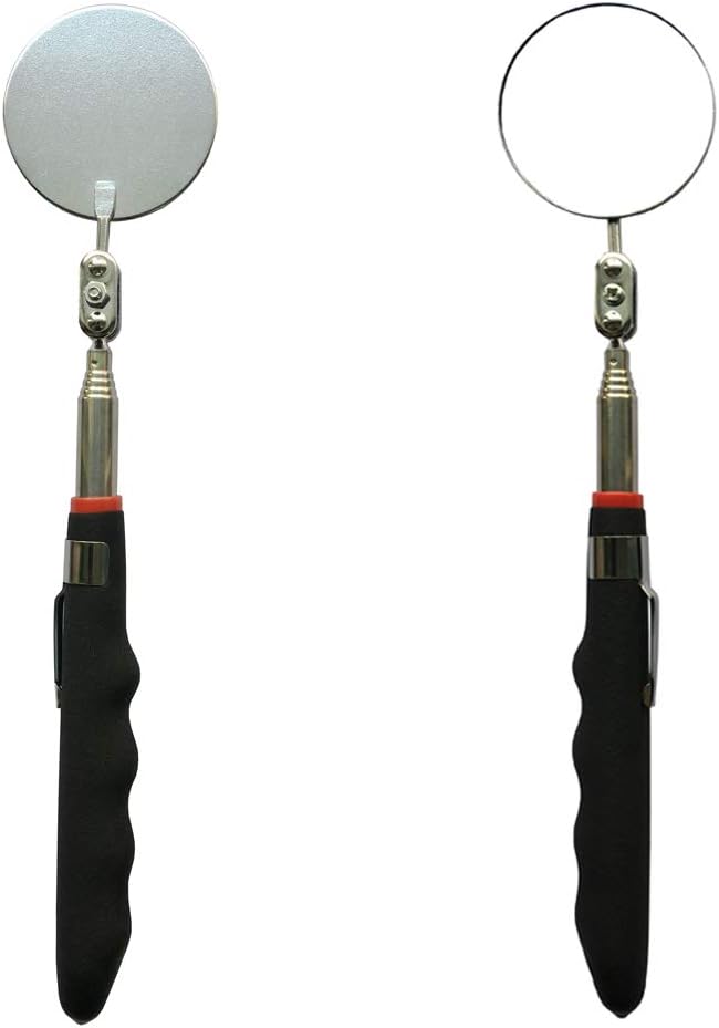 Telescoping Inspection Mirror Round Mirror Handle Tools Inspection Tool for Check The Condition of The Vehicle, Observe The Eyelashes, Mouth and Other Small Parts (Inspection mirror 2PCS)