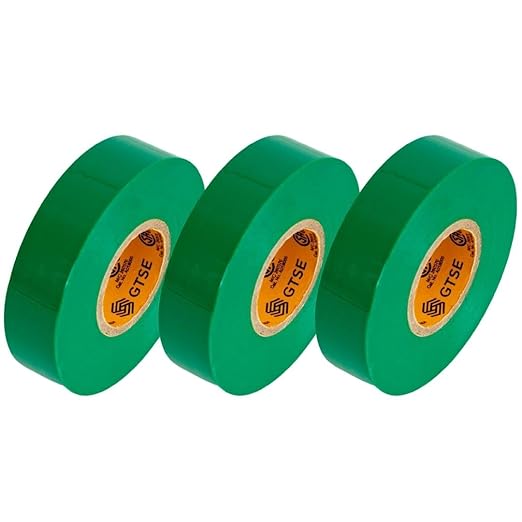 GTSE Green Electrical Tape, 3-Pack – Waterproof, Industrial Grade Vinyl, 3/4 in x 66ft– Strong Self-Adhesive PVC Electric Tape for Wire Insulation, 7 Mil, 600V – UL/CSA Listed