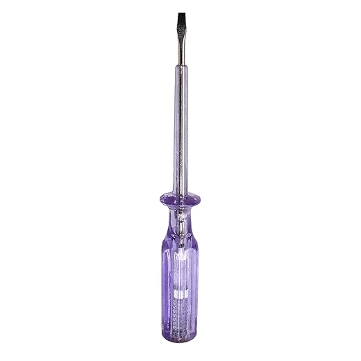 Fielect Voltage Tester Voltage Detector Pen Circuit Tester Tool Flat-Blade Slotted Screwdriver Test Pen JRDB-936 AC/DC 100-500V Purple Clear 1pcs