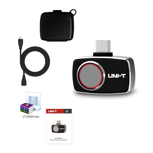 UNI-T Thermal Camera Android USB-C 256x192 IR High Resolution Infrared Cameras Thermal Imaging Camera for Smartphones, Thermal Imager 7 Palettes 25Hz Refresh Rate 49152 Pixels, Video Record, UTi260M