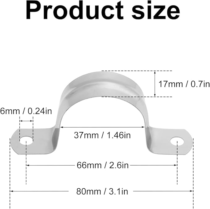 200 PCS 1-3/8 Inch Stainless Steel Rigid Pipe Strap, 1-3/8 Inch Conduit Clamps, U Bracket Mounting Clamps with Two Hole, U Tube Pipe Clamp for Chemical Industry, Commercial