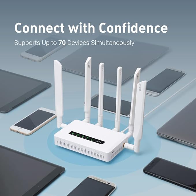 GL.iNet GL-X3000 (Spitz AX) Cellular Gateway 5G Router for House & RV, Wi-Fi 6, Detachable Antennas, Dual-SIM, T-Mobile & AT&T IoT Device Certified, Family/Rural Area/Road Trips (Free 10GB SIM Card)