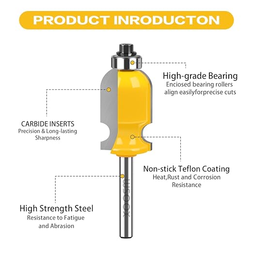 WSOOX 3PCS Architectural Molding Router Bit Set 3 Style Classical Molding Shape Router bits with 1/4" Shank Molding Bits for Furniture Making.