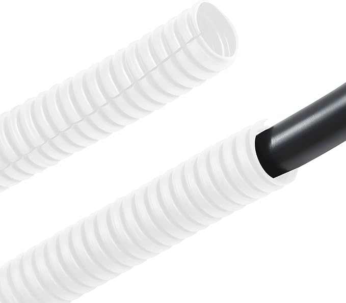 ZhiYo 20FT 1/4” Wire Loom Split Tubing Auto Wire Conduit Flexible Cover | High Temperature Heat Resistant -40F to 257F | Plastic Cover for Electrical Wires & Cables, White