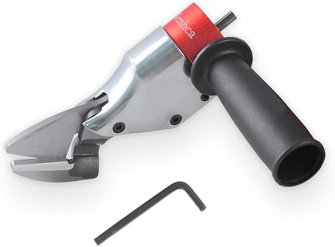 Professional Sheet Metal Cutter Drill Attachment, Heavy Duty Metal Shear Attachment with 360° Pivoting Handle, Power Tool Accessory for Curved & Straight Cutting on Steel, Aluminum & Iron- R