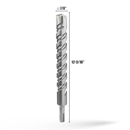 CSOOM SDS Plus Rotary Hammer Drill Bit 7/8"x12.2", Professional Concrete Drill Bit for Concrete, Brick, Stone and Cement Walls