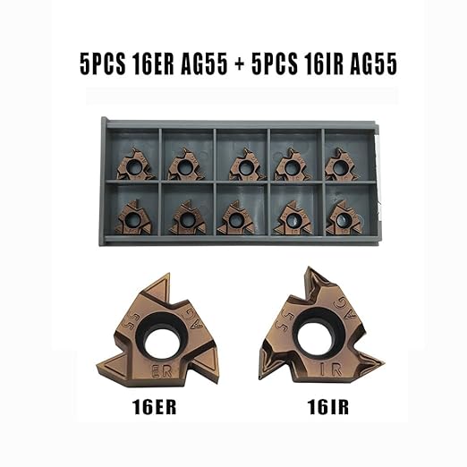 Lather Threading Tool Bit Set External Internal Threading Boring Bars Turning Tool Holders with 11IR AG60 16ER 16IR AG60 Carbide Threading Inserts (2pcs 5/8 Holders + 16ER IR AG55)