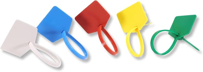 4 in Marker Nylon Cable Ties, Plastic Water Proof Tags, Self-Locking Written-on Cable Marker, Security Seals Label for Cabling, Wire Marking Label, Shipping Hanging Tags - Yellow/ 100pcs