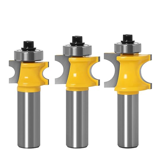 Bullnose Router Bit 1/2 Inch Shank Set 5PCS, Radius Half Round Bearing Wood Milling Cutter Drilling Carbide Tool for Door Table Cabinet Shelve.Radius 1/8" 3/16" 1/4" 5/16" 3/8"