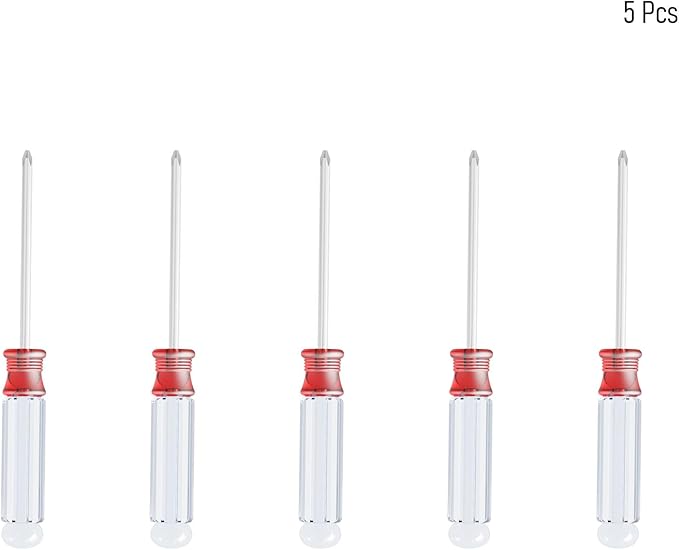 5PCS Mini Phillips Screwdriver, 3mm Cross Head with Clear Non-slip Handle for Small Appliances, 5"(127mm) Total Length, Magnetic