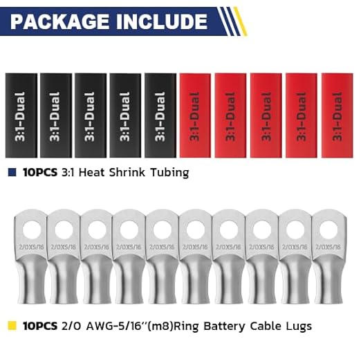 haisstronica 10pcs 2/0 AWG - 5/16"(M8) Tinned Copper Battery Lugs