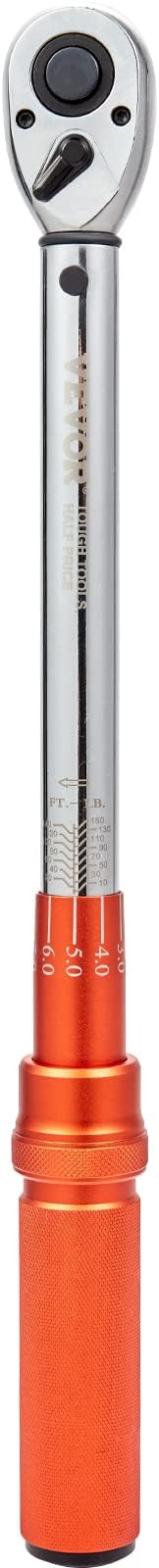 VEVOR Torque Wrench, 10-150ft.lb/14-204n.m 1/2-inch Drive Click Torque Wrench, Dual-Direction Adjustable Torque Wrench Set, Mechanical Dual Range Scales Torque Wrench Kit with Adapters Extension Rod
