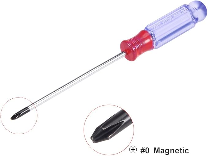 uxcell Magnetic #0 Phillips Screwdriver Cross-head with 3 Inch Shaft Ergonomic Grip
