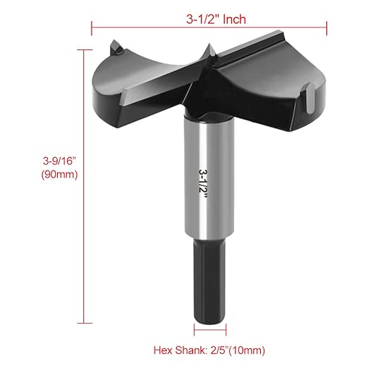 ASNOMY 3-1/2" Inch Carbide Forstner Drill Bit, Carbide Tipped Forstner Bit for Hard Wood, Wood Drilling Hole Saw Set Woodworking Hinge Cutter Tool Kits for Wood Plastic Plywood