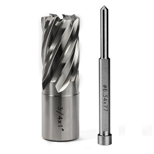 OSCARBIDE 3/4"x1"Annular Cutter,3/4 inch Weldon Shank,3/4 inch Cutting Diameter,1 inch Depth of Cut,2 Flat Mag Drill Bit with Pilot Pin for Magnetic Drill Press,1 Piece