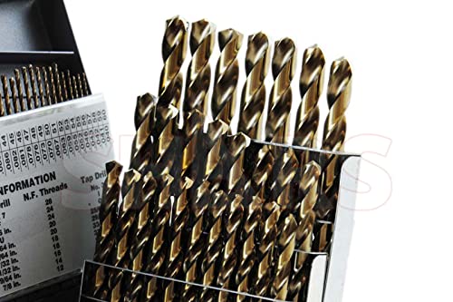 Shars 1/16-1/2", A-Z, #1-#60 115 pcs Cobalt Jobber Drill Set with Huot Index Box 135° Point Angle 404-2203C L