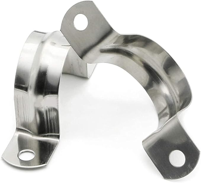 50 Pcs 1inch Rigid Pipe Strap,Two Hole Stainless Steel Strap U Bracket, Widened Tube Strap Tension Clip Assortment Kit Heavy Duty Pipe Clamp for Pipe Fixing（32mm）