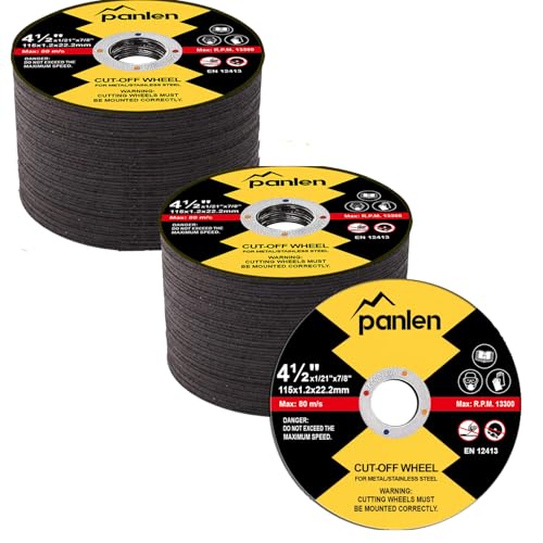 Cut Off Wheels 100 Pack 4 1/2 inch Thin Metal & Stainless Steel Cutting Discs, 4.5" Value-Durable Cut-Off Blades for Angle Grinder